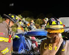 Crews trained on basic extracation drills with simulated passengers made in-house using retired fire hose.